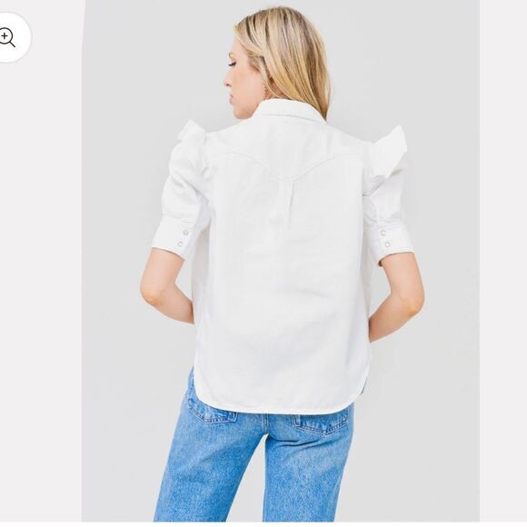 Zadig & Voltaire Toky Ruffle Denim Shirt Flawed, size XS - Picture 5 of 14